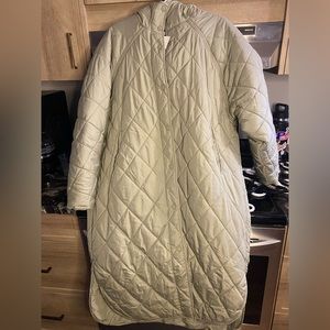 Zara Green Quilted Long Puffer NWT